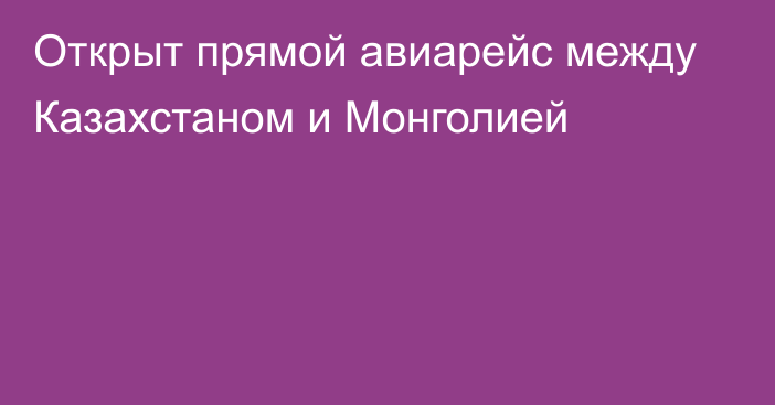 Открыт прямой авиарейс между Казахстаном и Монголией