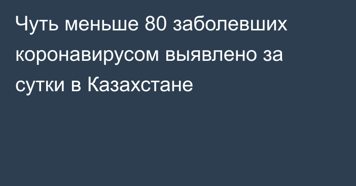 Чуть меньше 80 заболевших коронавирусом выявлено за сутки в Казахстане