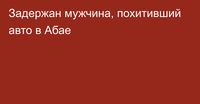 Задержан мужчина, похитивший авто в Абае