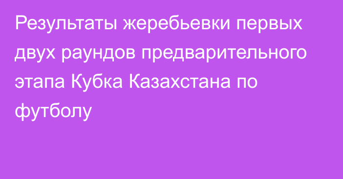 Результаты жеребьевки первых двух раундов предварительного этапа Кубка Казахстана по футболу