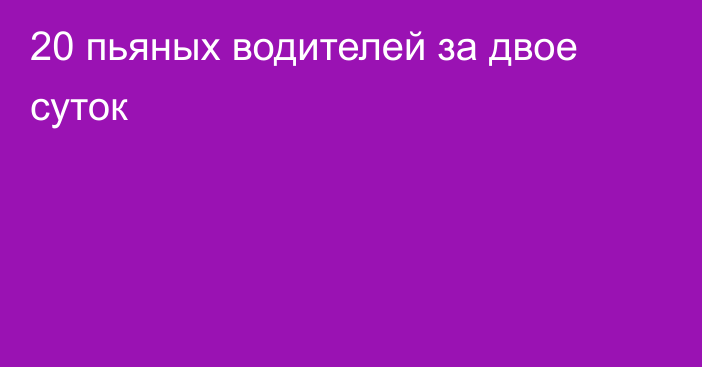 20 пьяных водителей за двое суток