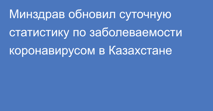 Минздрав обновил суточную статистику по заболеваемости коронавирусом в Казахстане