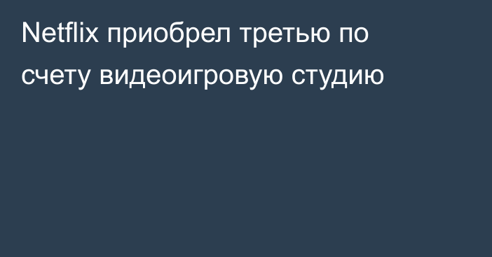 Netflix приобрел третью по счету видеоигровую студию