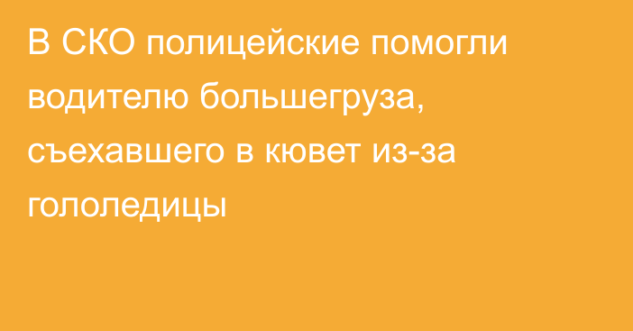 В СКО полицейские помогли водителю большегруза, съехавшего в кювет из-за гололедицы