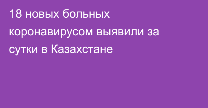 18 новых больных коронавирусом выявили за сутки в Казахстане