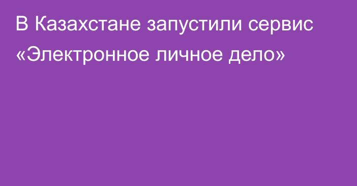 В Казахстане запустили сервис «Электронное личное дело»