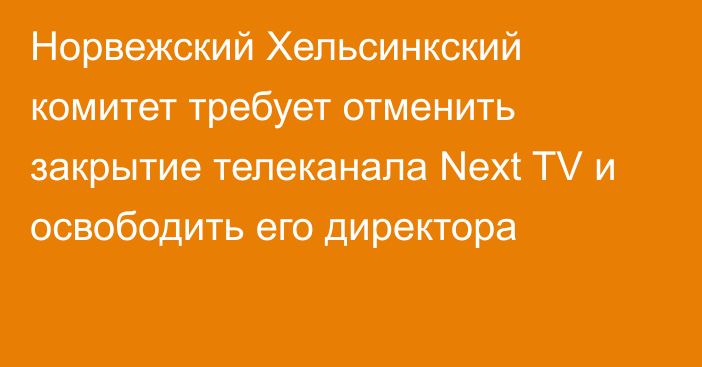 Норвежский Хельсинкский комитет требует отменить закрытие телеканала Next TV и освободить его директора