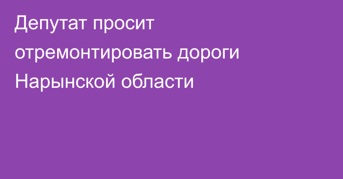 Депутат просит отремонтировать дороги Нарынской области