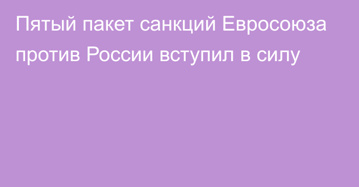 Пятый пакет санкций Евросоюза против России вступил в силу