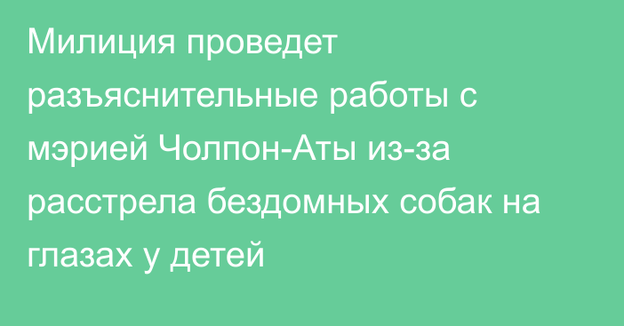 Милиция проведет разъяснительные работы с мэрией Чолпон-Аты из-за расстрела бездомных собак на глазах у детей