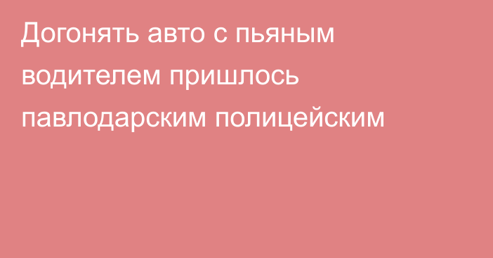 Догонять авто с пьяным водителем пришлось павлодарским полицейским