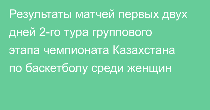 Результаты матчей первых двух дней 2-го тура группового этапа чемпионата Казахстана по баскетболу среди женщин