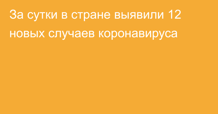 За сутки в стране выявили 12 новых случаев коронавируса