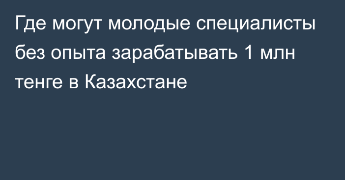 Где могут  молодые специалисты без опыта зарабатывать 1 млн тенге в Казахстане