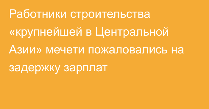 Работники строительства «крупнейшей в Центральной Азии» мечети пожаловались на задержку зарплат