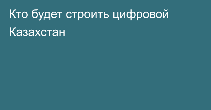 Кто будет строить цифровой Казахстан