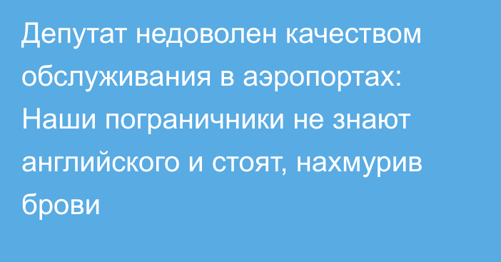 Депутат недоволен качеством обслуживания в аэропортах: Наши пограничники не знают английского и стоят, нахмурив брови