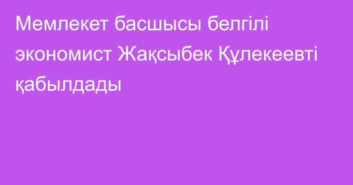 Мемлекет басшысы белгілі экономист Жақсыбек Құлекеевті қабылдады