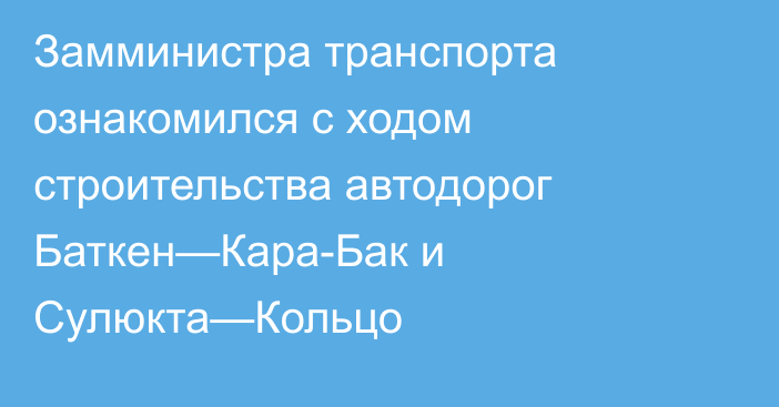 Замминистра транспорта ознакомился с ходом строительства автодорог Баткен—Кара-Бак и Сулюкта—Кольцо