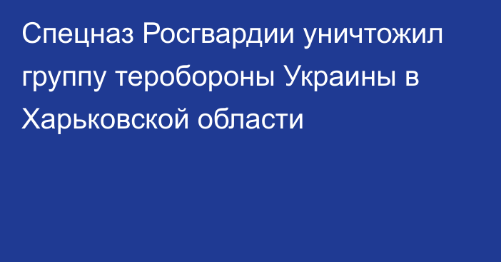 Спецназ Росгвардии уничтожил группу теробороны Украины в Харьковской области