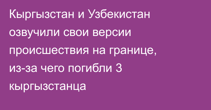 Кыргызстан и Узбекистан озвучили свои версии происшествия на границе, из-за чего погибли 3 кыргызстанца