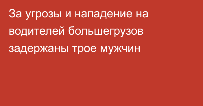 За угрозы и нападение на водителей большегрузов задержаны трое мужчин