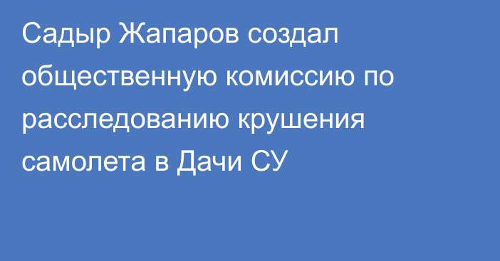 Садыр Жапаров создал общественную комиссию по расследованию крушения самолета в Дачи СУ