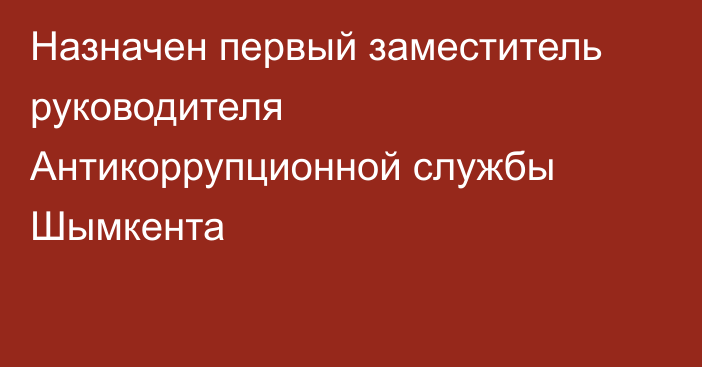 Назначен первый заместитель руководителя Антикоррупционной службы Шымкента