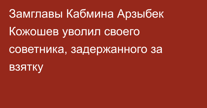 Замглавы Кабмина Арзыбек Кожошев уволил своего советника, задержанного за взятку