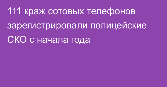 111 краж сотовых телефонов зарегистрировали полицейские СКО с начала года