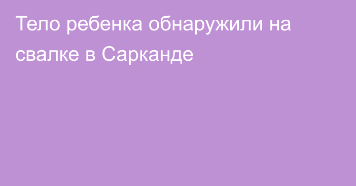 Тело ребенка обнаружили на свалке в Сарканде