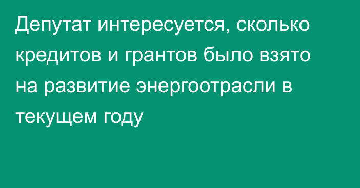 Депутат интересуется, сколько кредитов и грантов было взято на развитие энергоотрасли в текущем году