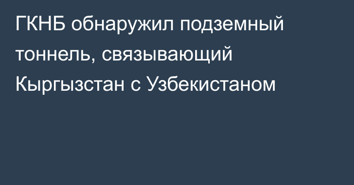 ГКНБ обнаружил подземный тоннель, связывающий Кыргызстан с Узбекистаном