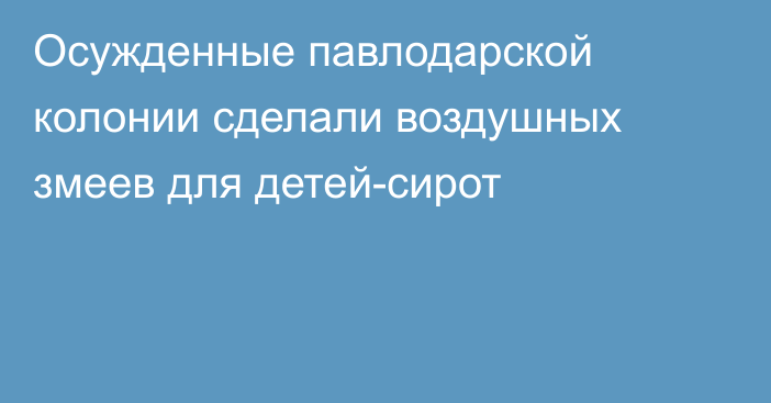 Осужденные павлодарской колонии сделали воздушных змеев для детей-сирот