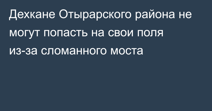 Дехкане Отырарского района не могут попасть на свои поля из-за сломанного моста