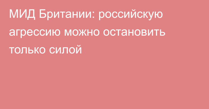 МИД Британии: российскую агрессию можно остановить только силой