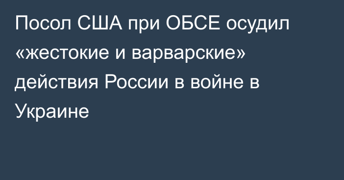 Посол США при ОБСЕ осудил «жестокие и варварские» действия России в войне в Украине