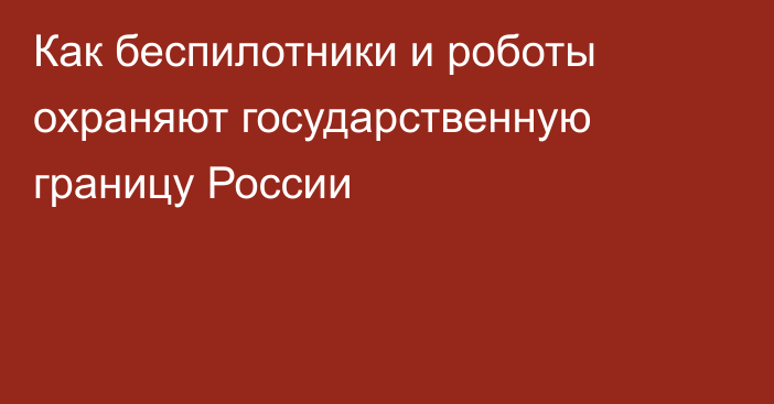 Как беспилотники и роботы охраняют государственную границу России