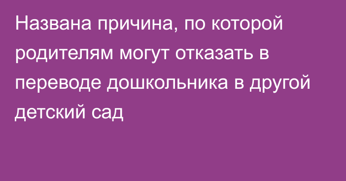 Названа причина, по которой родителям могут отказать в переводе дошкольника в другой детский сад