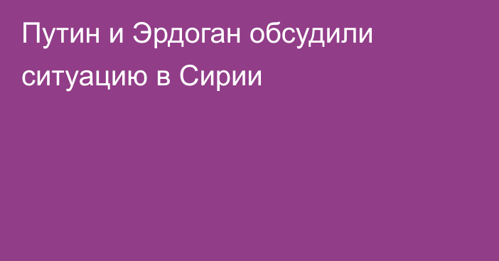 Путин и Эрдоган обсудили ситуацию в Сирии