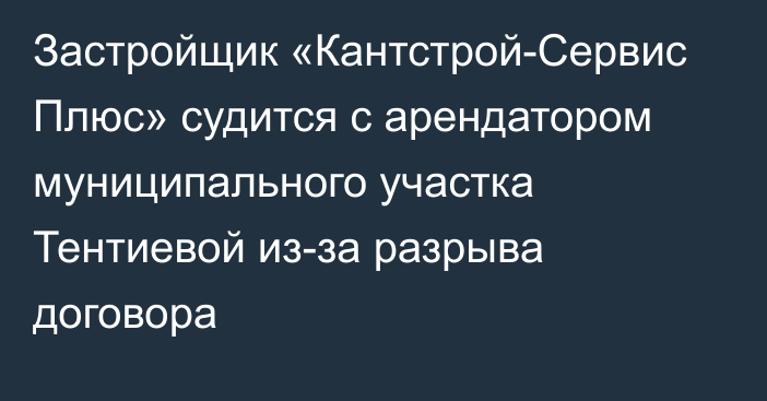 Застройщик «Кантстрой-Сервис Плюс» судится с арендатором муниципального участка Тентиевой из-за разрыва договора