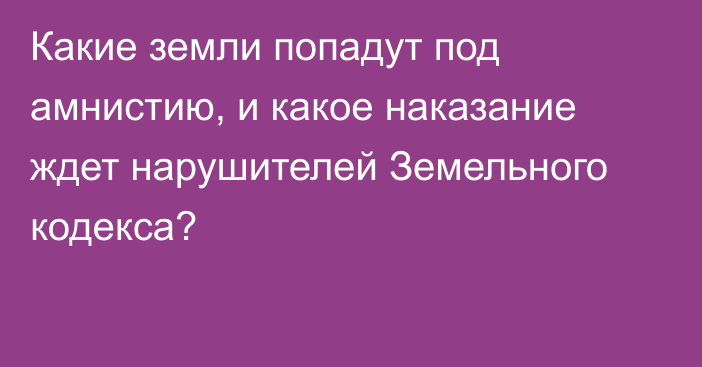 Какие земли попадут под амнистию, и какое наказание ждет нарушителей Земельного кодекса?