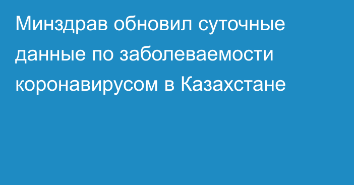 Минздрав обновил суточные данные по заболеваемости коронавирусом в Казахстане