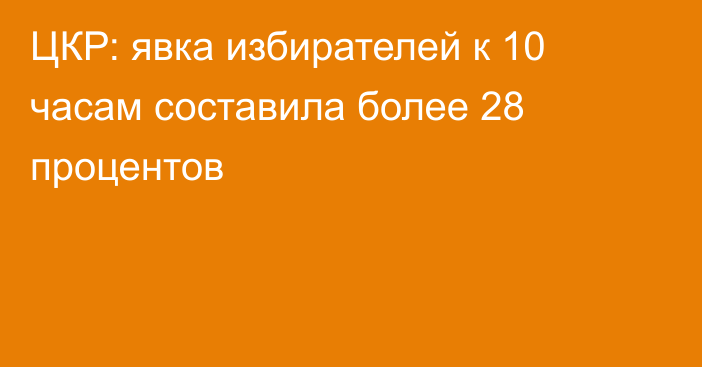 ЦКР: явка избирателей к 10 часам составила более 28 процентов