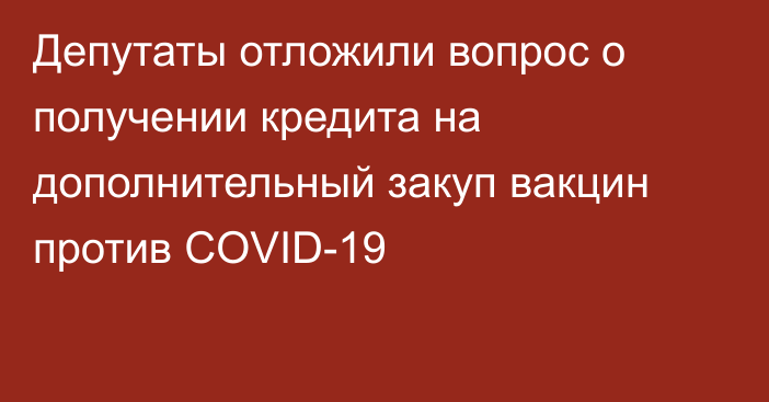 Депутаты отложили вопрос о получении кредита на дополнительный закуп вакцин против COVID-19