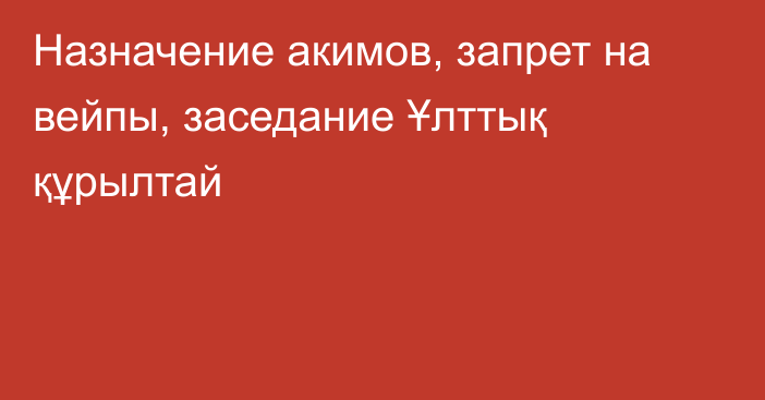 Назначение акимов, запрет на вейпы, заседание Ұлттық құрылтай