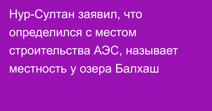 Нур-Султан заявил, что определился с местом строительства АЭС, называет местность у озера Балхаш