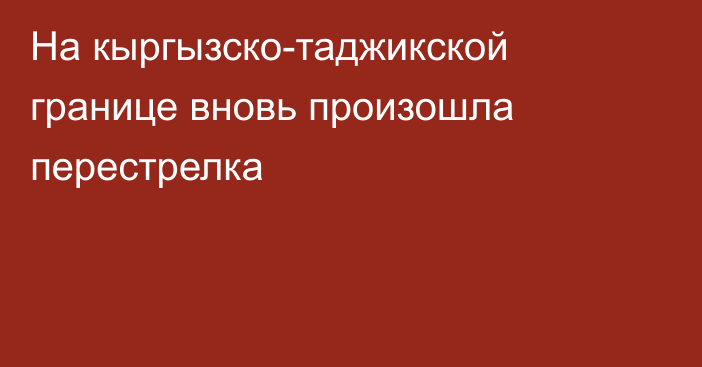 На кыргызско-таджикской границе вновь произошла перестрелка