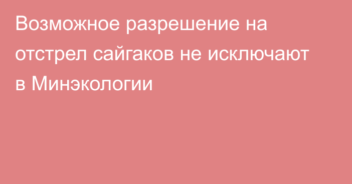 Возможное разрешение на отстрел сайгаков не исключают в Минэкологии