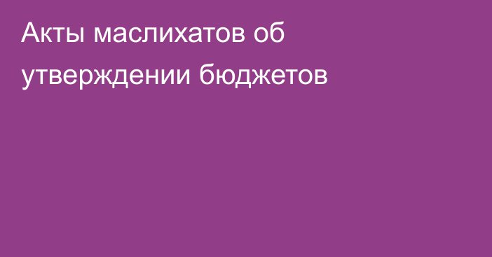 Акты маслихатов об утверждении бюджетов